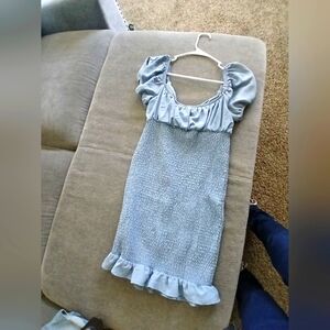 Charming Baby Blue Summer Off The Shoulder Dress